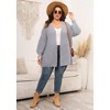 Womens Plus Size Cardigan Sweaters Long Sleeves Open Front Chunky Knit Casual Jackets - 2 of 4