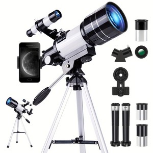 UBSSO 150X High Power Telescope, 70mm Aperture Telescope Astronomy For Adults, Portable Monocular Telescope With 3 Eyepiece white+black - 1 of 4
