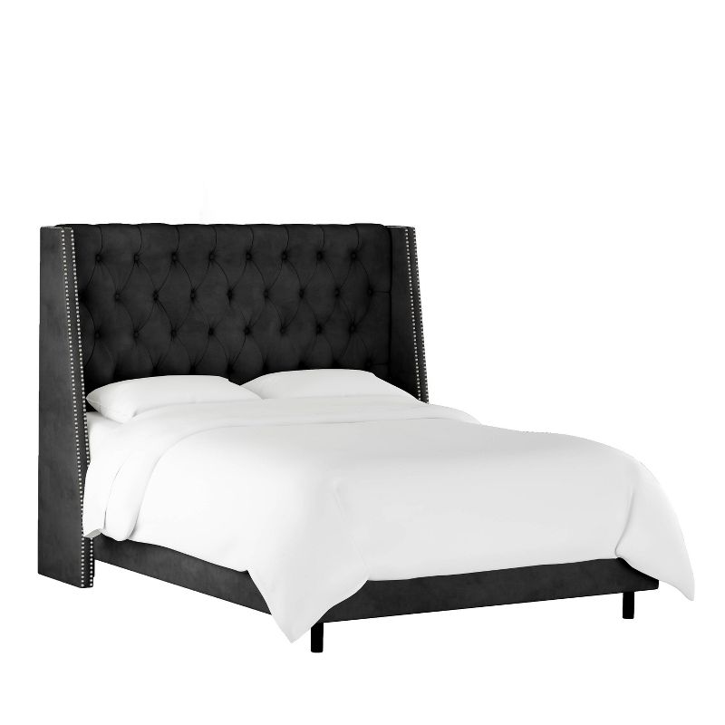Skyline Furniture Arlette Nail Button Tufted Wingback Bed in Velvet, 3 of 12