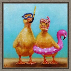 Amanti Art Pool Party (Ducks) by Lucia Heffernan Canvas Wall Art Print Framed 16 x 16-in. - 1 of 4