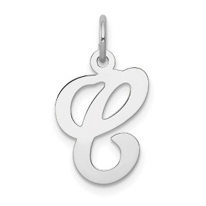 Black Bow Jewelry 14k White Gold, Sophia Collection, Small Script Initial C Pendant - 1 of 4