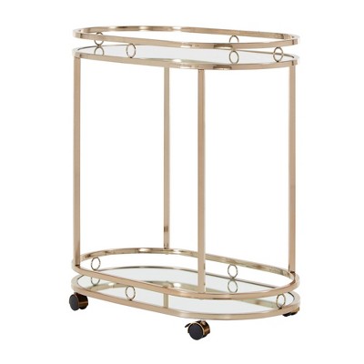 Bartram Oval Bar Cart Champagne Gold - Inspire Q