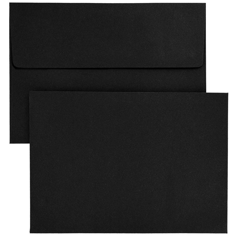 Juvale 50 Pack Black Envelopes - Bulk Black 5x7 Envelopes for Invitations, Wedding, Graduation, Birthday (A7, Square Flap), 5 of 7