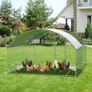 9.8 x 6.5 x 6.5 ft Outdoor Walk-In Metal Chicken Run with Dome Roof, Waterproof & UV-Resistant Cover, Poultry Coop for Hens, Ducks & Rabbits - 1 of 4