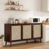 Okak Modern Sideboard Cabinet with 3 Rattan Doors, Storage Cabinet with 5 Legs, Kitchen Pantry Cabinet for Living Room, Entryway, Brown - 3 of 4