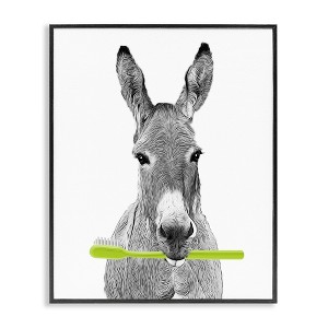 Stupell Industries Donkey Toothbrush Funny Animal, 24" x 30" - 1 of 4