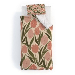 Deny Designs 2pc Twin/Twin XL Cuss Yeah Pink Tulip Field Duvet and Sham Set - 1 of 4