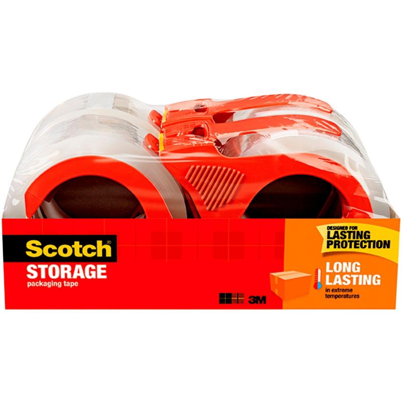 Scotch Long Lasting Storage Packaging Tape with Dispenser, 1.88 Inches x 38.2 Yards, Pack of 4, 1 of 2