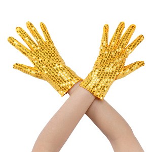 INSPIRE CHIC Women's Sequin Wrist Full Finger Sparkly Sleeves Gloves for Party Banquet Costume Prom Dress 1 Pair - 1 of 4