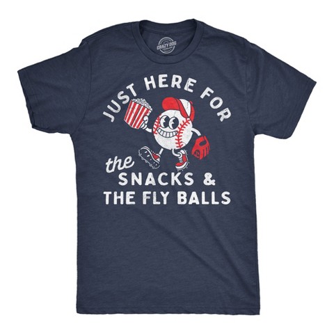 Мужские футболки Crazy Dog T-Shirts, Inc. Mens Funny T Shirts Just Here for The Snacks and The Fly Balls Sarcastic Baseball Game Graphic Tee for Men - Crazy Dog Men's T Shirt for Baseball L