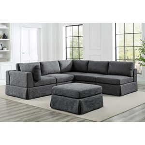 TiramisuBest 6-Piece Reversible Modular Sectional Sofa, Slipcovered Gray Couch with Removable Cushions, French Country Style for Living Room - 1 of 4