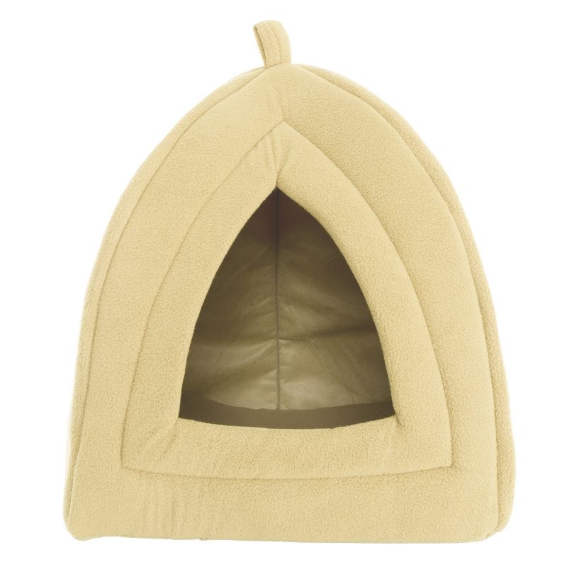 Pet Adobe Enclosed Igloo Cat Bed - Pet Tent With Removable Cushion Pad - Tan, 4 of 9
