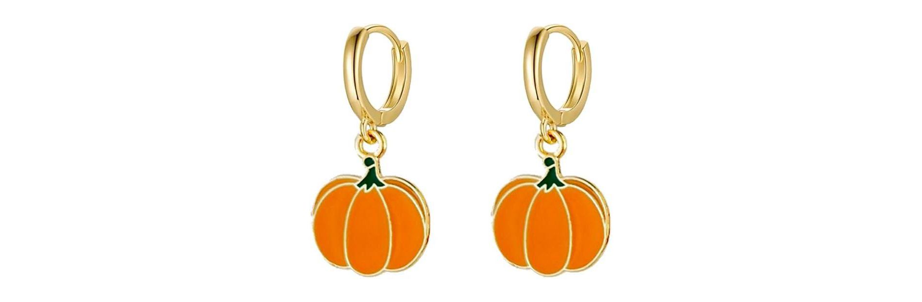 Pumpkin Huggie Hoop Earrings: Gold-Tone Minimalist Halloween Jewelry