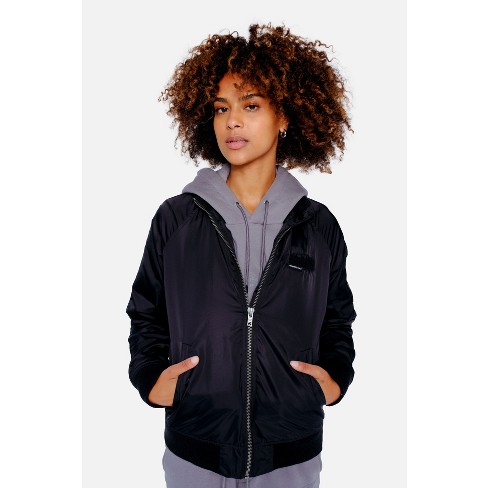 Members Only Womens Washed Satin Boyfriend Jacket- Black, X-large : Target