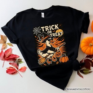 Trick or Treat Goose T-Shirt, Vintage Halloween Witch Tee for October| OrnamentallyYou - 1 of 4