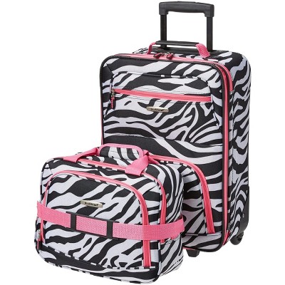 Rockland Fashion Softside Upright Luggage Set Pink Zebra 2-Piece (14/19)