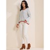 INSPIRE CHIC Women Striped Long Sleeve Drop Shoulder Curved Hem Pullover Top Sweater - 2 of 4