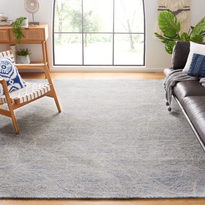 Handmade Blue Wool Tufted Non-slip 6' Square Rug