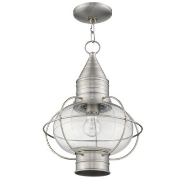 Brushed Nickel Globe Pendant Light with Clear Glass Shade