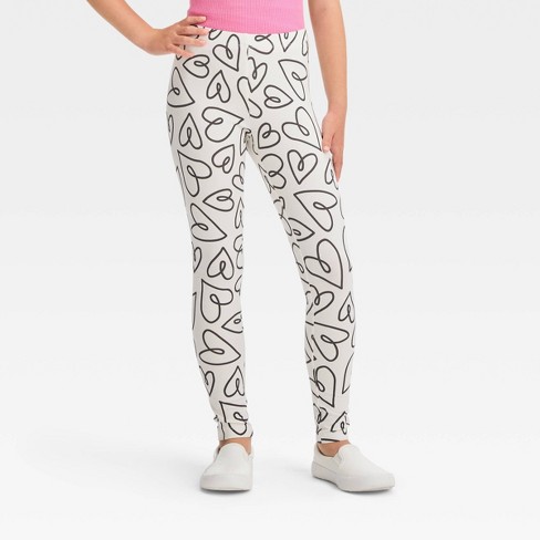 Girls' Heart Leggings - Cat & Jack™ Cream : Target