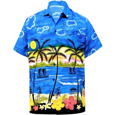 LA LEELA Men's Hawaiian Shirts Short Sleeve Button Down Shirt Mens Casual Shirts Holiday Tropical Beach Party Shirts for Men