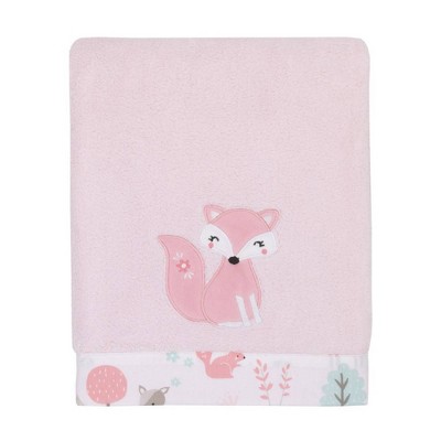 NoJo Sweet Forest Friends Super Soft Appliqued Baby Blanket - Pink/Aqua/Gray