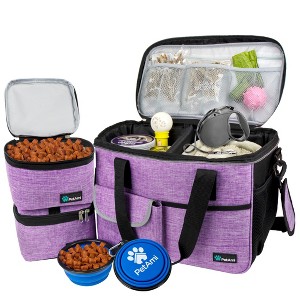 PetAmi Dog Travel Bag, Pet Supplies Organizer with Pockets, Food Container Collapsible Bowls, Gift Accessories Weekend Camping - 1 of 4