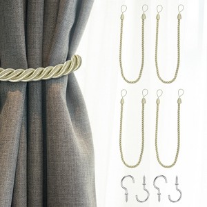 Unique Bargains Handmade Woven Braided Metal Screw Hooks Curtain Tiebacks - 1 of 4