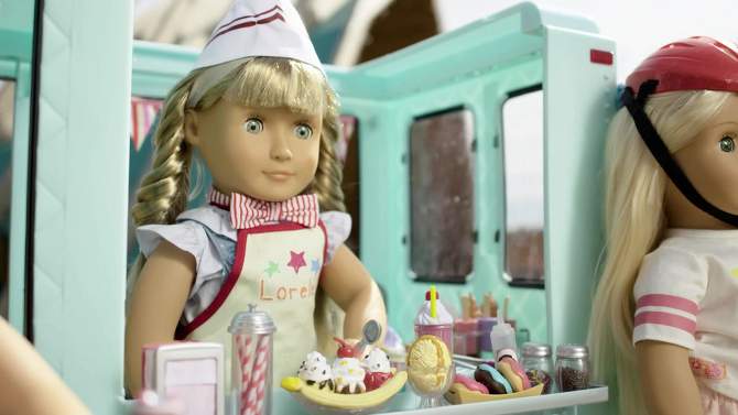 Our Generation Sweet Stop Ice Cream Truck with Electronics for 18&#34; Dolls - Light Blue, 2 of 21, play video