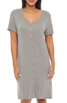 Adr Women's Knit Sleep Shirt, Short Sleeve Nightshirt, Lightweight Button  Down Pajama Top Steel Gray Medium : Target