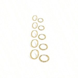 Lightweight gold hoop earrings, hinged huggies for lobe, cartilage, helix. silver, black. Set of 1 - 5 pairs. - 1 of 4