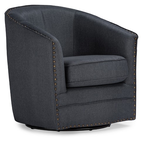 Porter Modern And Contemporary Classic Retro Fabric Upholstered Swivel Tub Chair Gray Baxton Studio Target