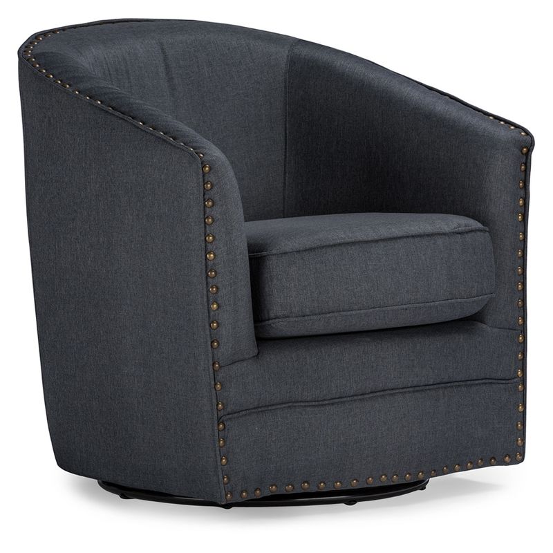 Porter Modern And Contemporary Classic Retro Fabric Upholstered Swivel Tub Chair - Baxton Studio, 1 of 6