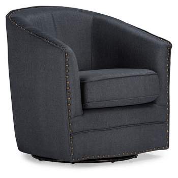 Porter Modern And Contemporary Classic Retro Fabric Upholstered Swivel Tub Chair - Baxton Studio