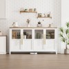 55" Large Buffet Sideboard Cabinet with 4 Glass Doors and Shelves, Farmhouse Storage Cabinet for Kitchen Dining Room, Living Room - 2 of 4