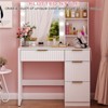 White Particle Board Veneered with Textured Melamine 4-drawer 2-shelf with 10 Three-color Dimmable Bulbs with Power Strip Dressing Table - 4 of 4