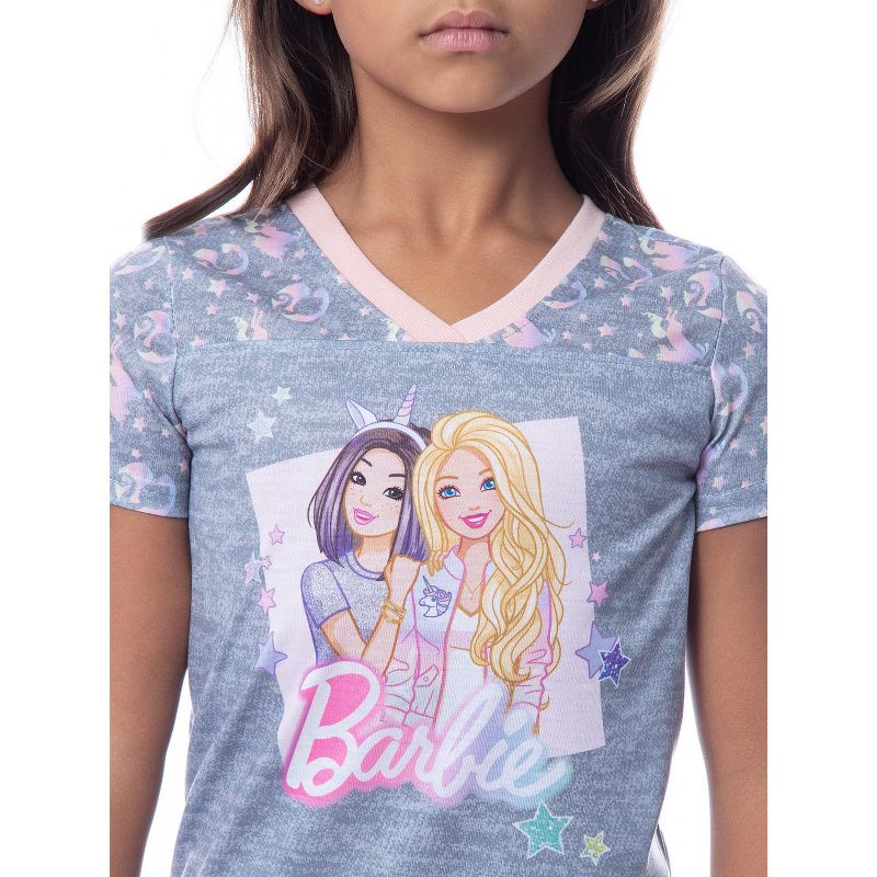 Barbie Girls' Unicorn Barbie Skipper Shirt And Pants Jogger Pajama Set Grey, 3 of 5