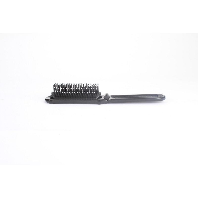 Bass Brushes The Travel Brush Style & Detangle Hair Brush Professional Grade Nylon Pins High Polish Acrylic Handle Fold Up Design with Mirror Black, 5 of 6