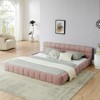 King Size Upholstered Platform Bed Frame Chenille Thick Fabric Headboard Solid Wood Slats No Box Spring Easy Assembly Living Room - 2 of 4