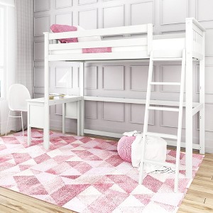 Max & Lily Twin Loft Bed, Solid Wood High Loft Bed with Desk and Ladder for Kids - 1 of 4
