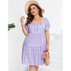 Plus Size Dress Plus Size Dress Ruffle Sleeve Flowy Dress with Pockets blue white flower 2XL - 4 of 4