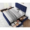 Full Size Bed Frame with 4 Storage Drawers and Headboard, Linen Upholstered Platform Bed Frame with Wooden Slats Support, Button Tufted Design - 3 of 4