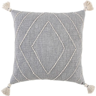 18"x18" Poly Filled Diamond Square Throw Pillow Gray - Rizzy Home