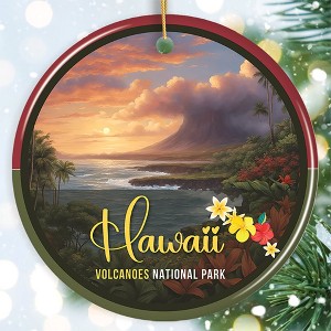 Hawaii Volcanoes National Park Retro Style Ornament, Hawaii USA Tourist Attraction and Gift| OrnamentallyYou - 1 of 4