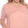Plus Size Short Sleeve Shirred Front Knit Tunic Top with Pockets -White Mark - 4 of 4