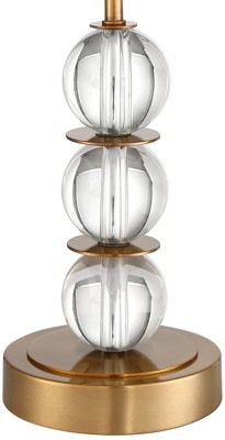 Halston Modern Buffet Table Lamps Set, Brass Crystal with Off-White Shade