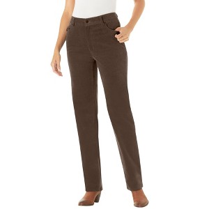 Woman Within Plus Size Corduroy Straight Leg Stretch Pant - 1 of 4