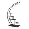 Slickblue Semicircle Iron Wood Plant Shelf, 1/2 Pcs 5-Tier Rack, Indoor Outdoor Stand, Black, 27.56x15.75x55.91in - 2 of 4