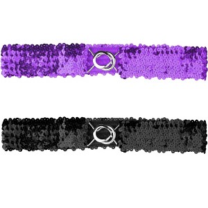 Allegra K Women's Halloween Skinny Stretchy Waist Belts Sequins Decor Slim Elastic Belts 2 Pcs - 1 of 4
