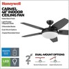 Honeywell 48 Inch Ceiling Fan, Modern Indoor Light Fixture, Remote Control, LED Bulbs, Dual Mount, 5 Blade Airflow, Carmel,  Black - 2 of 4
